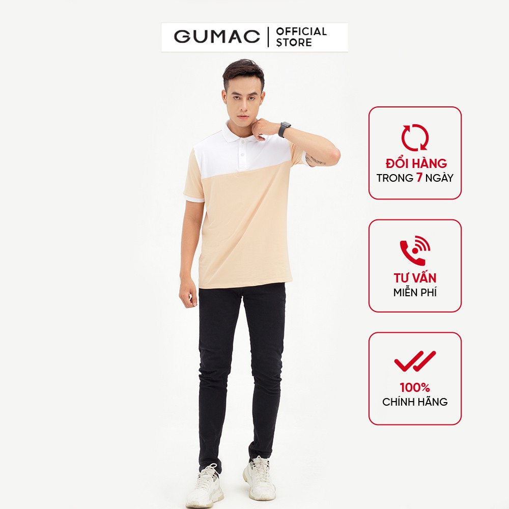 [Mã WABRGD12 giảm 10% đơn 250K] Áo polo nam thời trang GUMAC thiết kế phối màu ATNB551 - chất liệu cotton 2 chiều