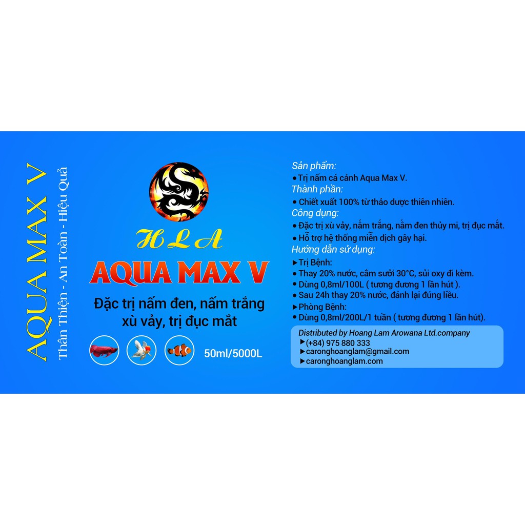 AQUA MAX V  - Aquamax 5 Ngừa nấm trắng, nấm đen, xù vảy, đục mắt cho cá cảnh.