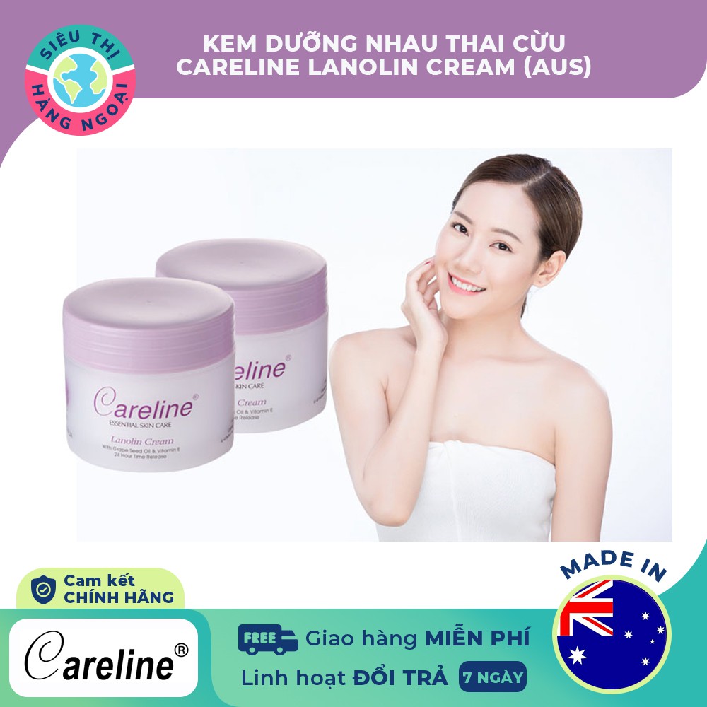 Kem Nhau Thai Cừu Úc Careline Lanolin Cream (hộp tím) 100ml [ Dưỡng Trắng,dưỡng ẩm da dành cho thường và da khô]