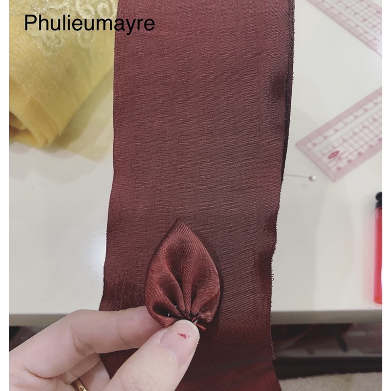 Ruy băng lụa 7cm nâu đỏ (ribbon)