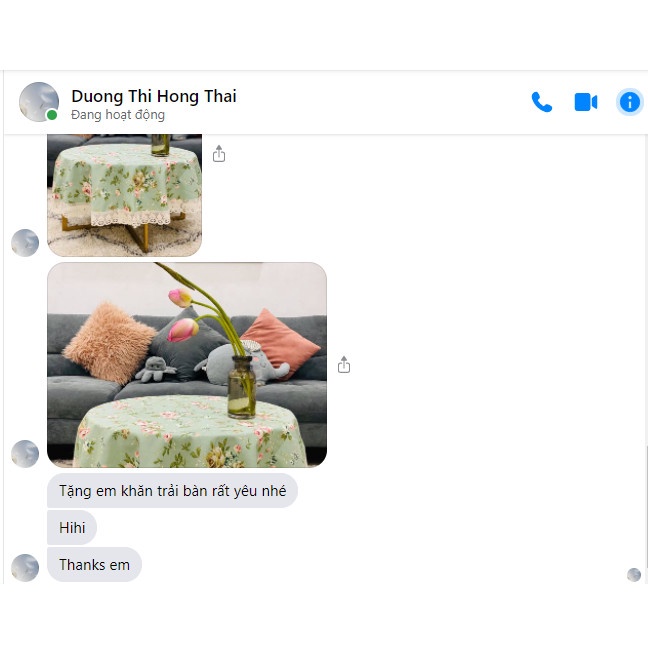 Khăn trải bàn tròn đẹp vải Canvas họa tiết hoa lá nhã nhặn phong cách Nhật Bản nhẹ nhàng vintage Landecor