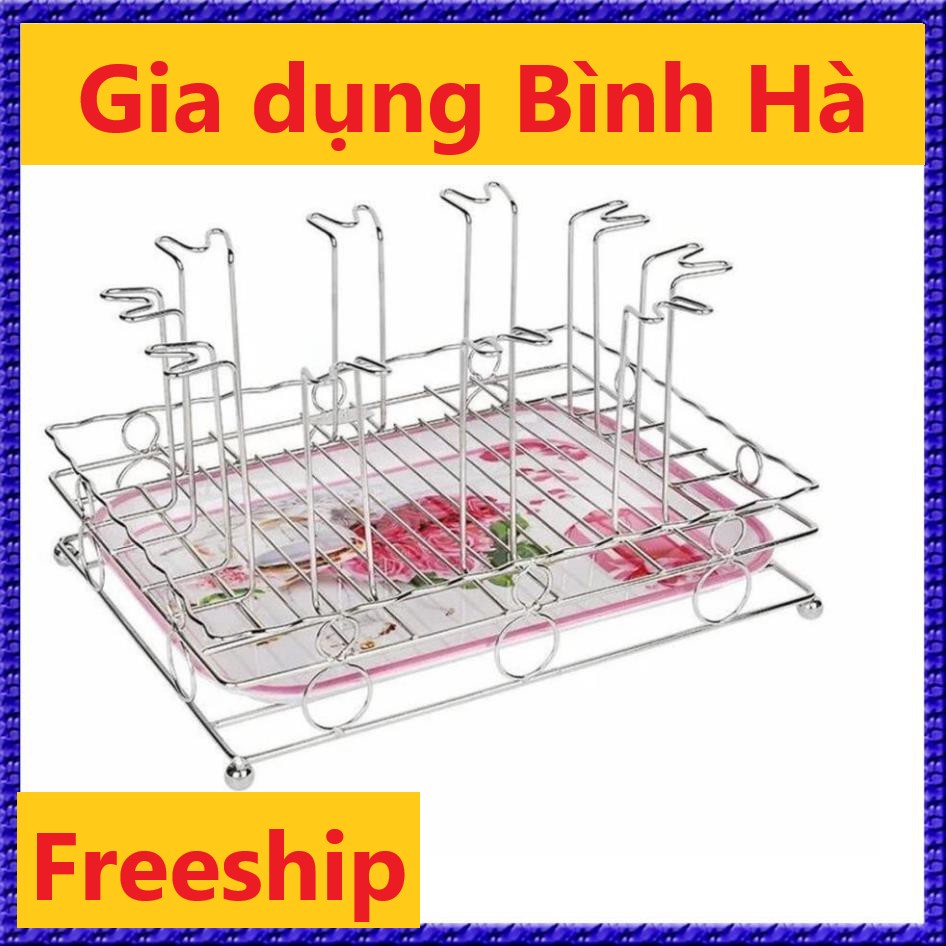 Khay úp ly 8 inox sài gòn, úp ly 10 Thái Long cao cấp- Tặng kèm khay đựng nước