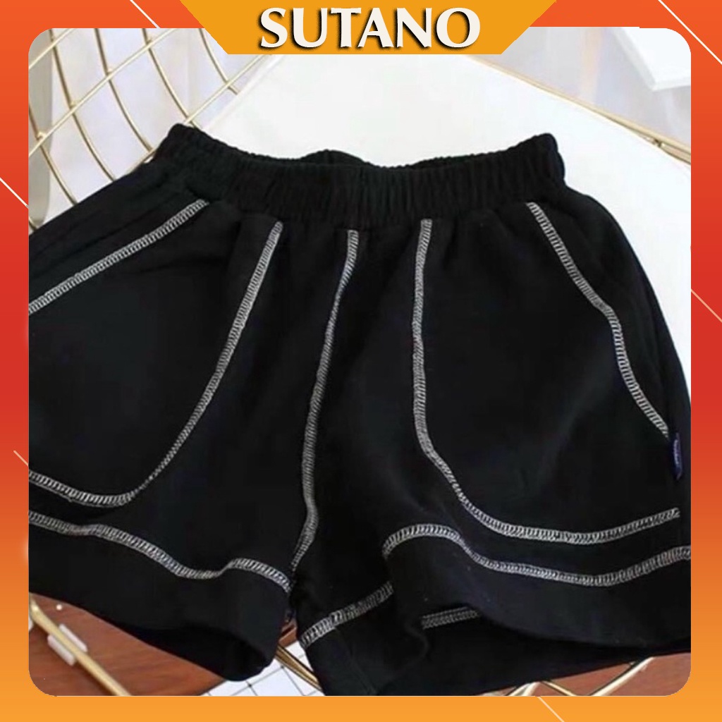 Quần Short  đùi nữ chỉ nổi SUTANO chạy viền dáng suông, thun trơn nhiều màu Q400 | BigBuy360 - bigbuy360.vn