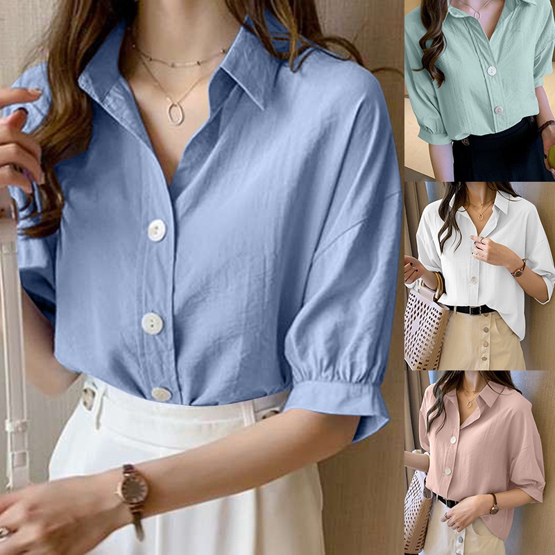 Áo sơ mi Zanzea tay lửng thời trang cho nữ