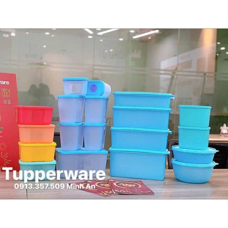 Tupperware - Bộ đôi hoàn hảo trữ mát và trữ đông Mega blue ocean 19 hộp