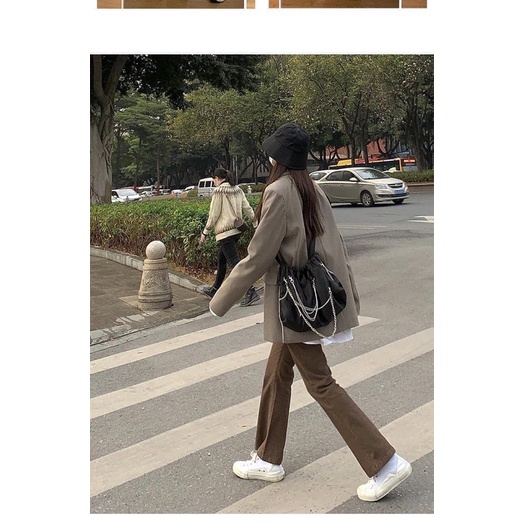 Quần jean thô ống loe màu nâu cá tính siêu hách chân