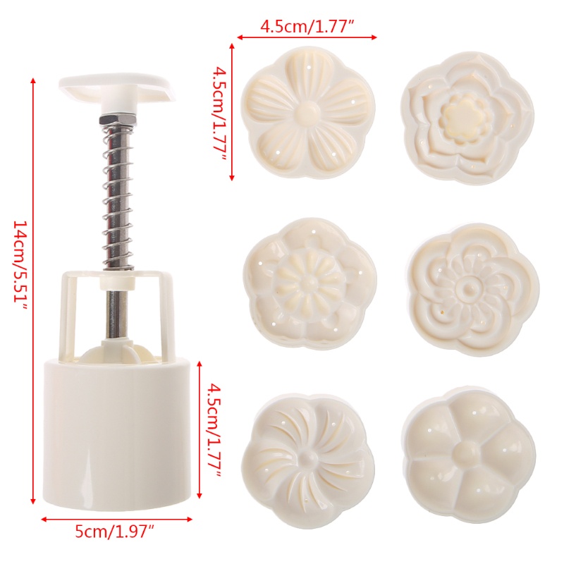 Khuôn Làm Bánh Trung Thu / Mặt Trăng / Bánh Trung Thu Hình 6 Bông Hoa 3d 50g