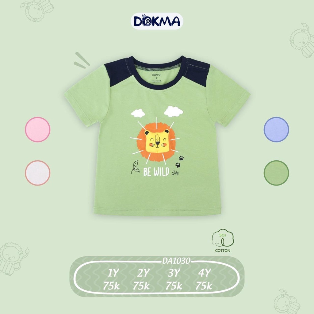Áo cài vai cộc tay hình nổi Dokma bé trai, bé gái DA1030