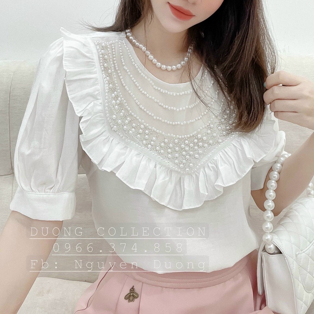 Áo sơ mi nữ công sở dáng suông, áo sơ mi cộc tay cổ đính cúc ngọc sang chảnh, chất vải tơ mát lịm MÃ OC05