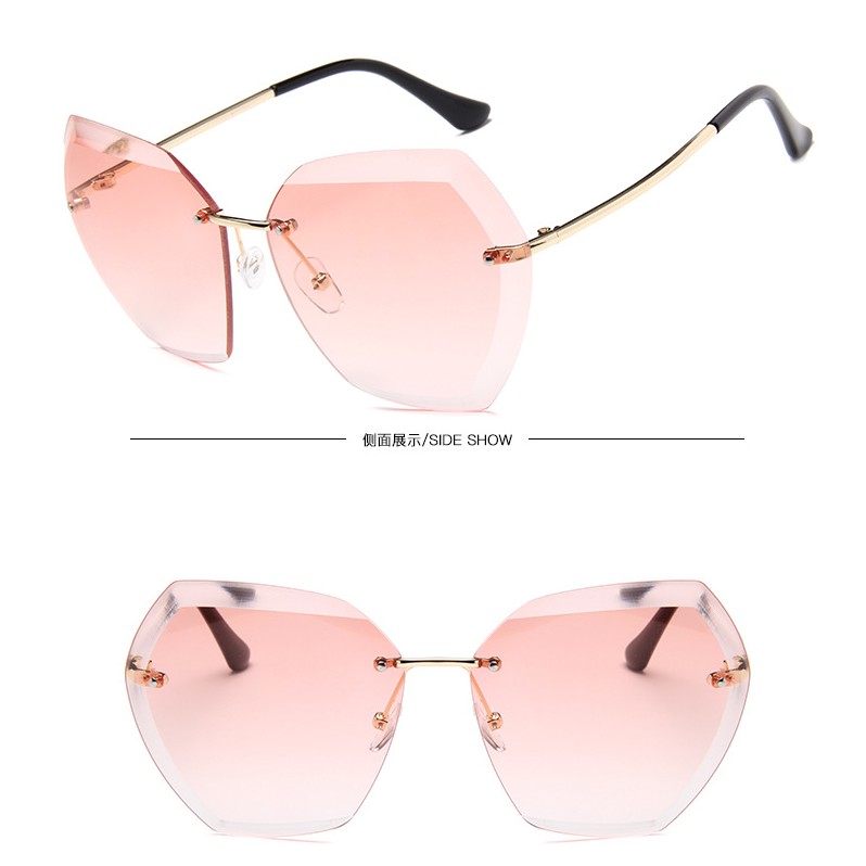 Kính râm nữ oversize tròng vuông không viền