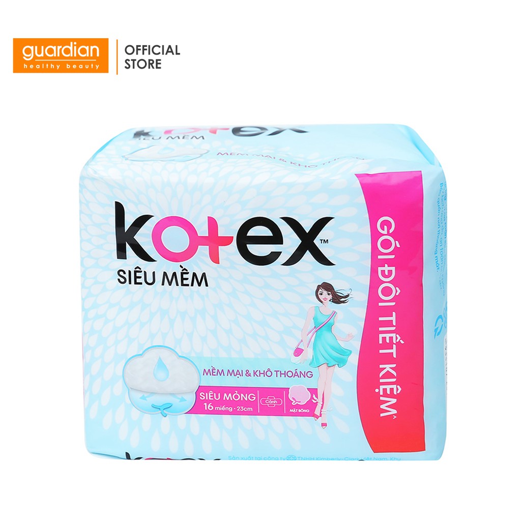 Băng vệ sinh Kotex Siêu mềm siêu mỏng cánh 23cm (16 miếng)