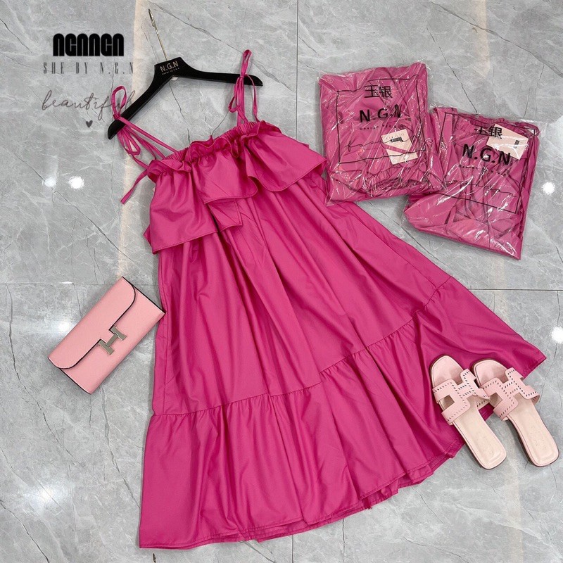 Váy maxi 2 dây hồng baby | BigBuy360 - bigbuy360.vn
