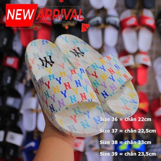 dép NY-MLB Nữ Quai Ngang Monogram Multicolor