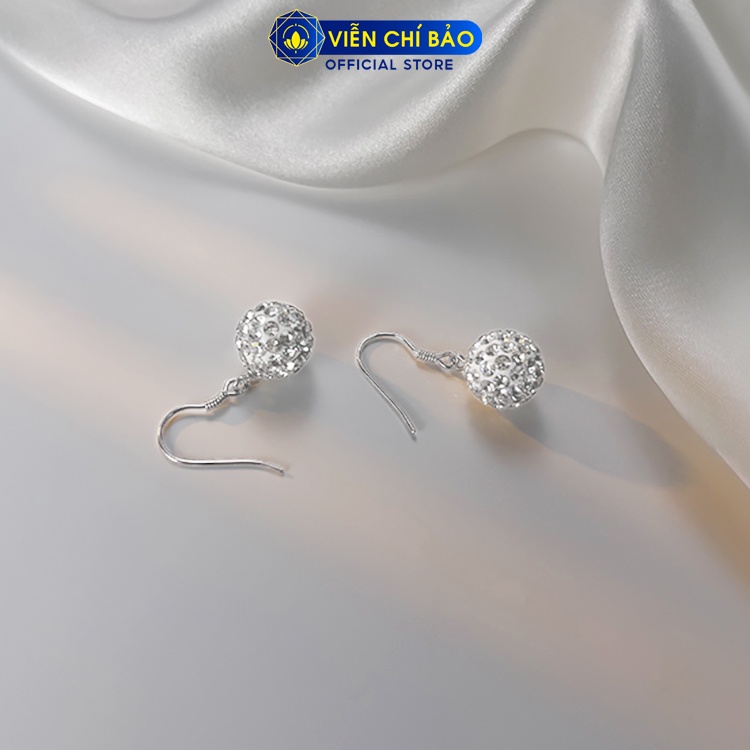 Bông tai bạc nữ Quả cầu đính đá óng ánh chất liệu bạc 925 thời trang phụ kiện trang sức nữ Viễn Chí Bảo B400373B
