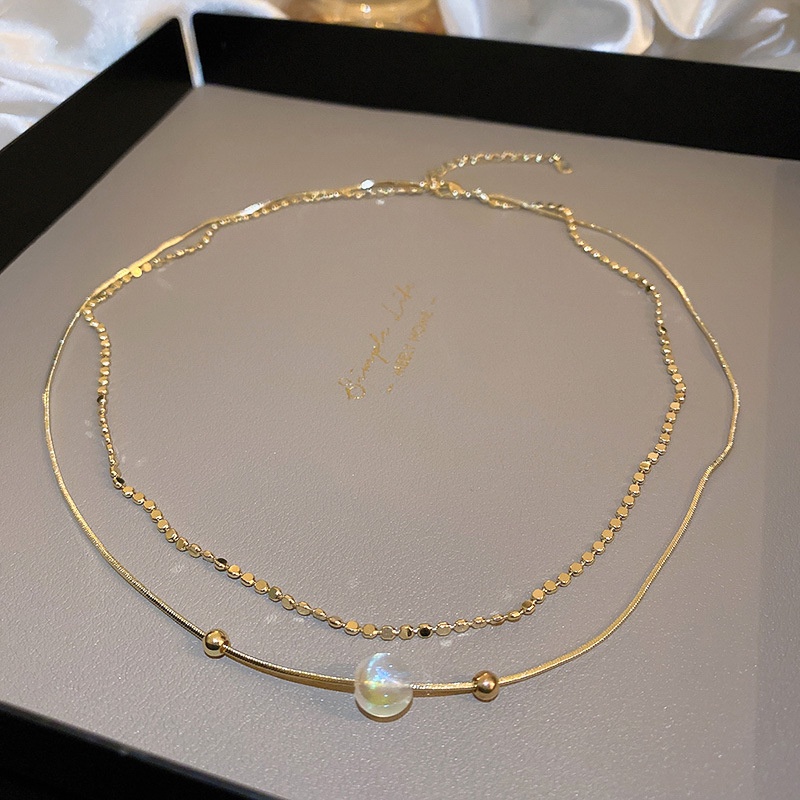 Dây Chuyền Hình Nàng Tiên Cá Ji Ngọc Trai Nhiều Lớp Cổ Điển Thời Trang Hàn Quốc Cho Nữ G026