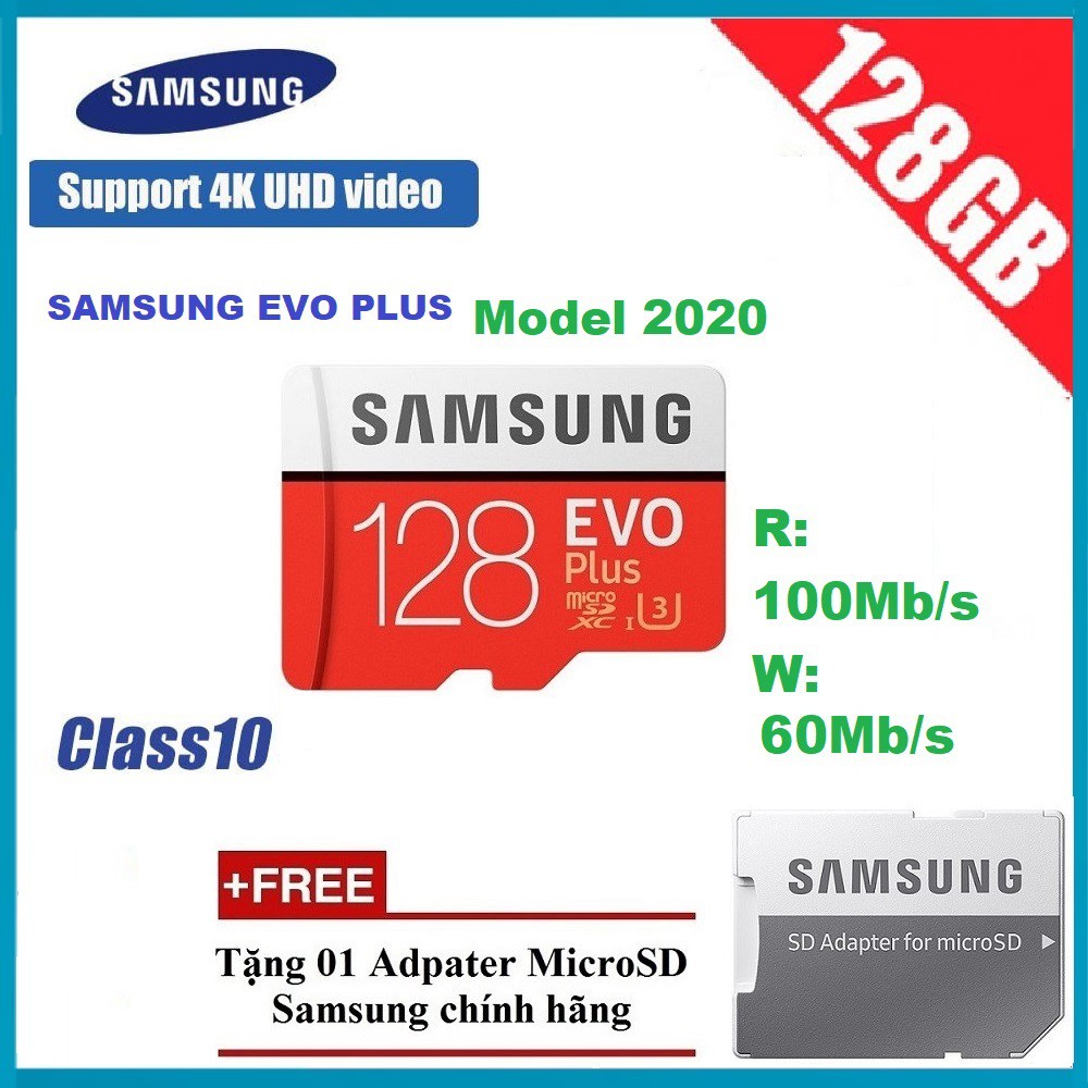 Thẻ nhớ 128G Samsung Evo plus micro Tôc độ 100MB | BigBuy360 - bigbuy360.vn
