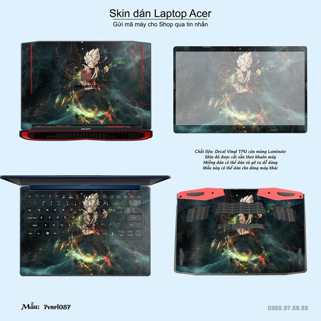 Skin dán Laptop Acer in hình Dragon Ball (inbox mã máy cho Shop)