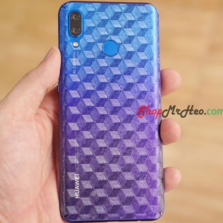 Skin Dán Mặt Sau Lưng Vân 3D Huawei Nova 3 - Nova 3i - Carbon, Hình Hộp, Nhám, Vân Da