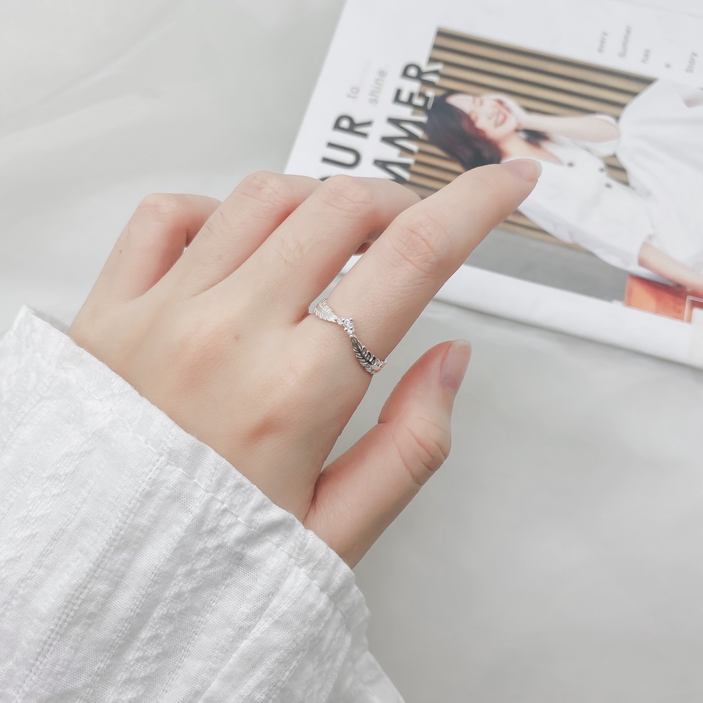 Nhẫn Tay Bạc Blue Peach Nguyệt Quế V1 NT395
