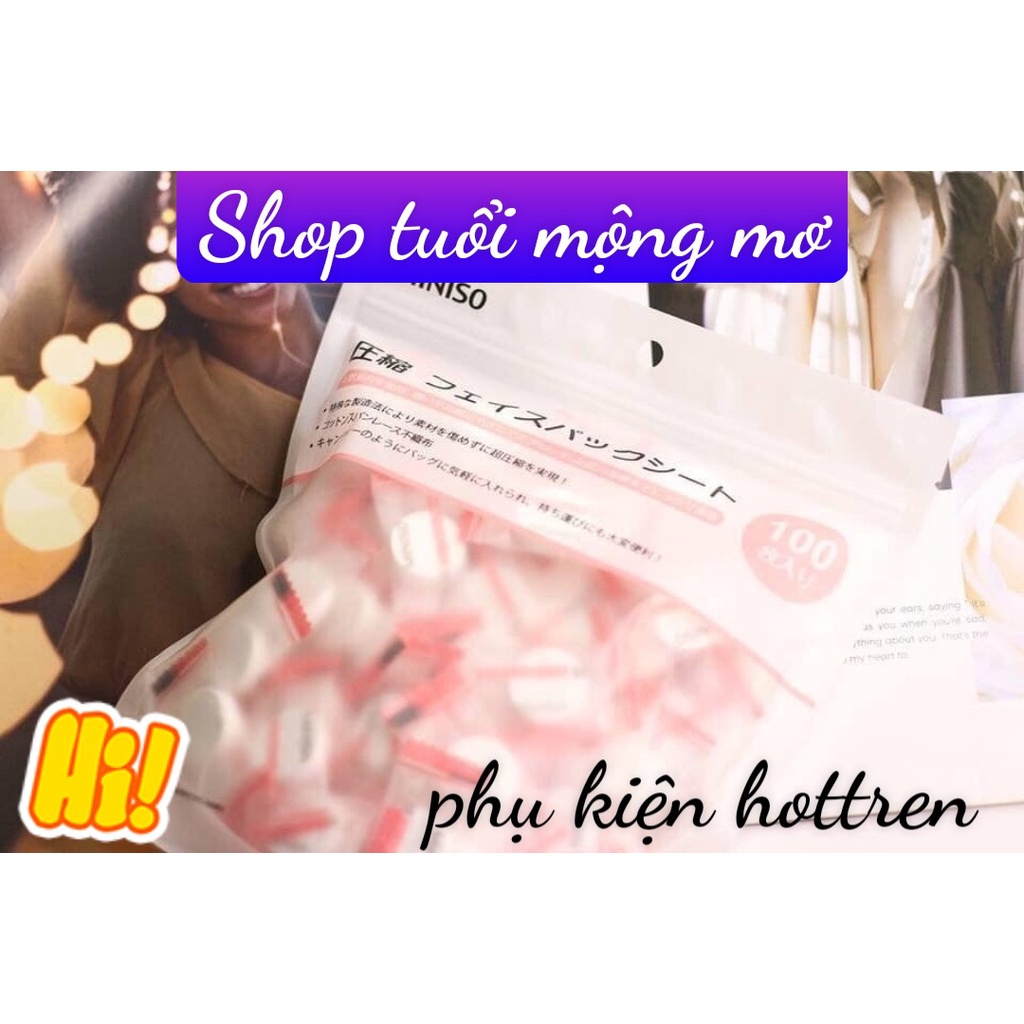 Mặt nạ viên nén cotton- Mặt nạ nén du lịch- Mặt nạ nén tiện dụng Miniso- 1 viên giấy nén mặt nạ