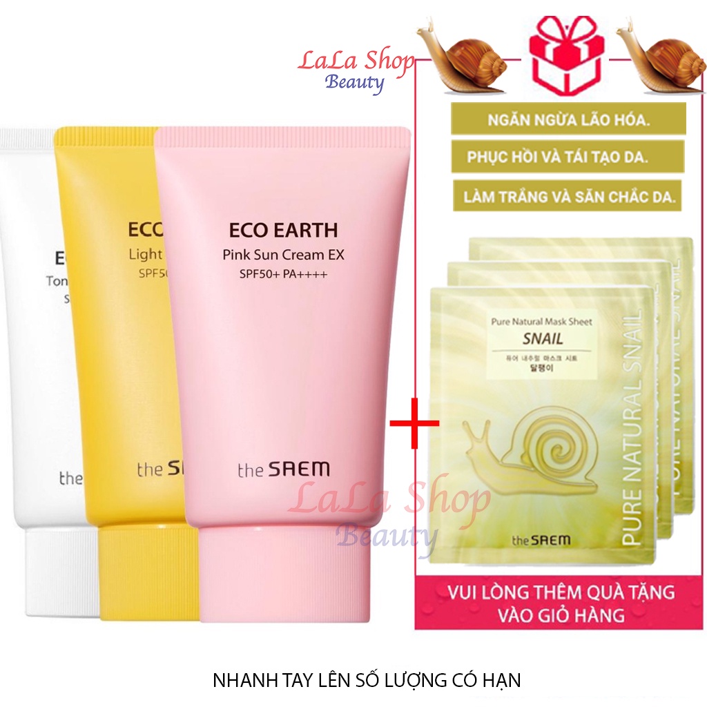 Kem Chống Nắng THE SAEM ECO EARTH POWER PINK SUN CREAM (SPF 50+/PA)++++