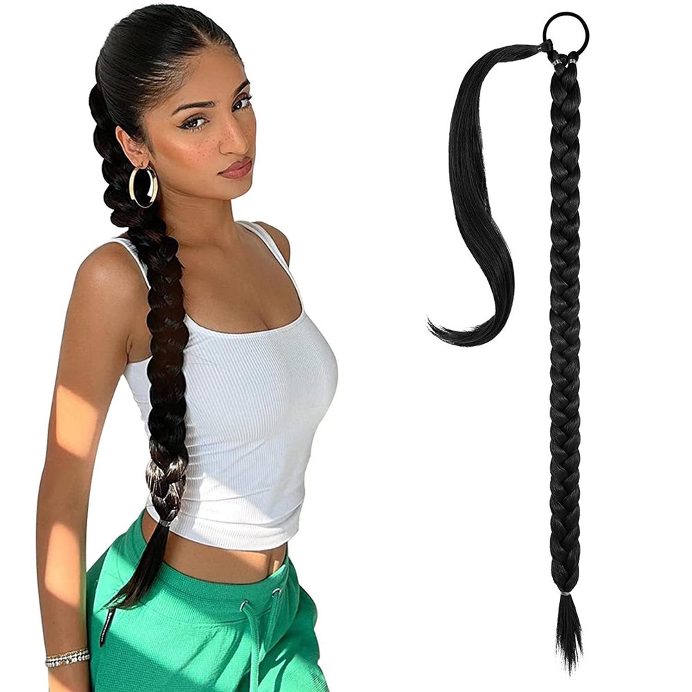 Y2K 80CM European and American woman punkstyle hip-pop ponytail Twisted braided long wig Girl Dirty Braid wig 1PC
