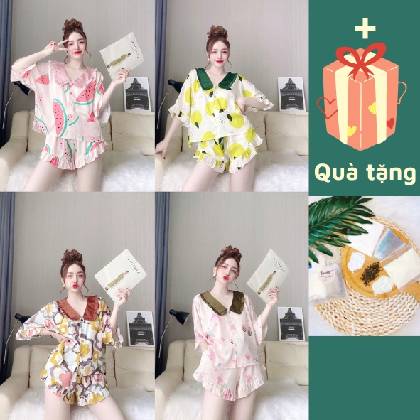 |Tặng Set Trà Sữa, Hàng Cao Cấp| Đồ Bộ Nữ Đùi Mặc Nhà Chất Lụa Cao Cấp Thiết Kế Sang Trọng Freesize
