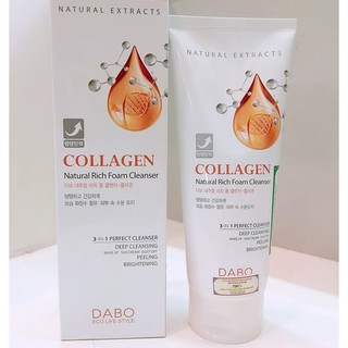 Sữa Rửa Mặt Collagen 3IN1 Trắng Da Chống Lão Hóa Dabo Hàn Quốc 180 ml/ Tuýp - Hàng chính hãng