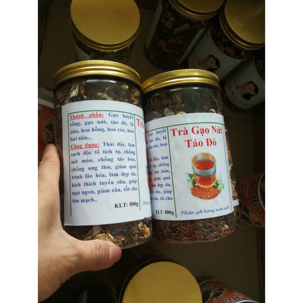 TRÀ GẠO NỨT ĐẬU ĐEN, GẠO HUYẾT RỒNG, TÁO ĐỎ, LÁ DỨA, HOA CÚC, HOA HỒNG- THẢI ĐỘC, GIẢM CÂN - ĐẸP DA – CHỐNG LÃO HÓA
