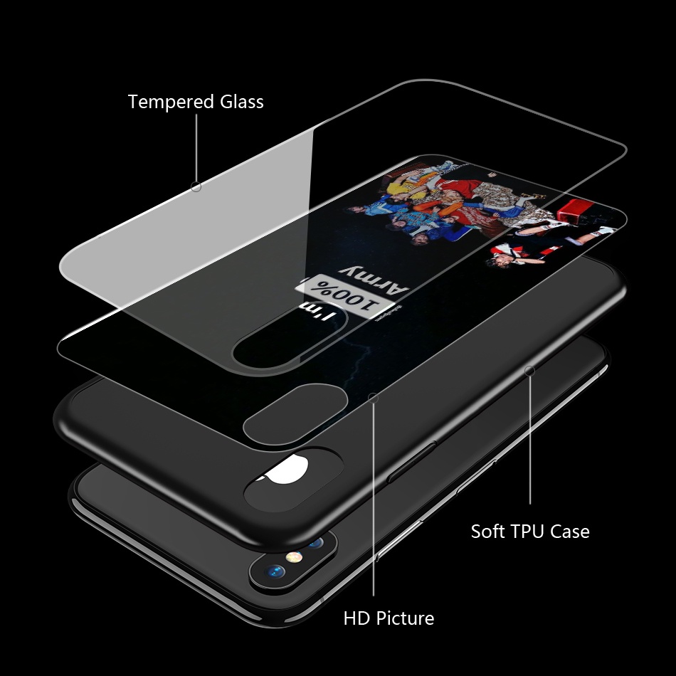 Ốp điện thoại mặt kính họa tiết Bangtan Boys V BTS 21WS cho iPhone 12 Mini 11 Pro XR XS Max