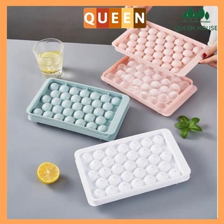 Khay làm đá viên tròn 33 viên có nắp đậy, Khuôn làm đá bi loại lớn 33 viên thế hệ mới - QUEENHOUSE QH33