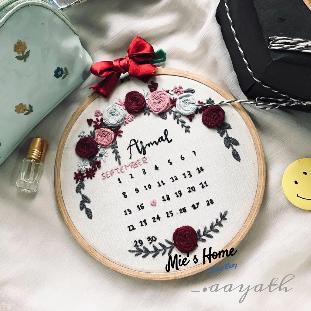 Bộ kit nguyên liệu thêu chúc mừng sinh nhật quà tặng Cưới Handmade tự làm diy decor nhà cửa phòng khách hoa lá MIE SHOP