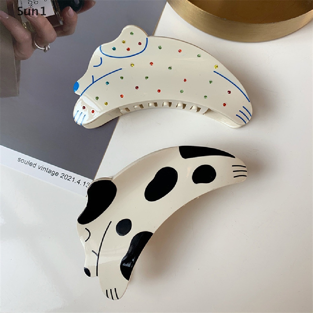 Sun1 &gt; Kẹp Tóc Đính Đá Hình Chó Dalmatian Đáng Yêu