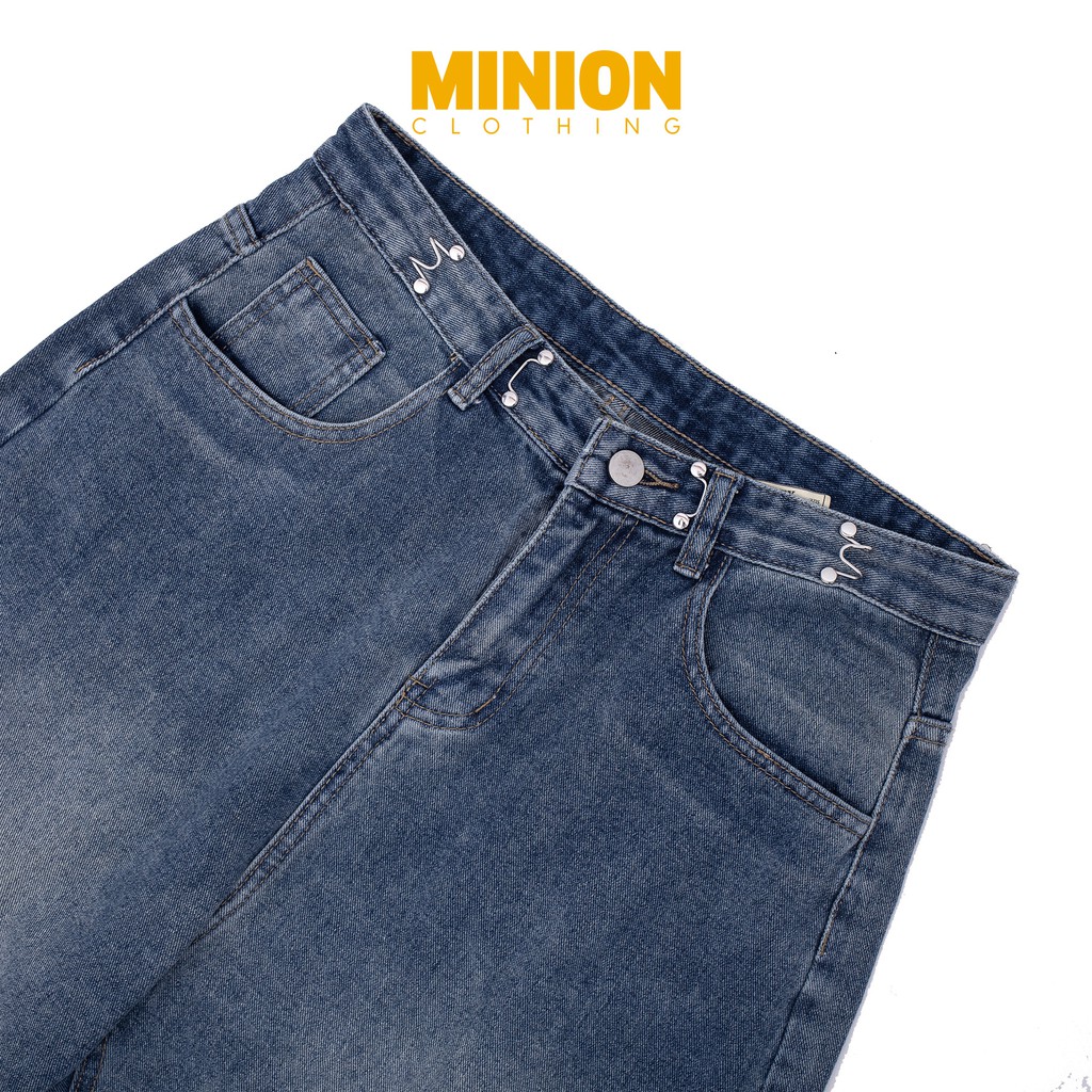 Quần jeans ống rộng MINION CLOTHING cài eo lưng cạp cao Unisex nam nữ Ulzzang chất jean bò cao cấp dày dặn Q5586 | BigBuy360 - bigbuy360.vn