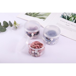 Bộ 12 Thun Cột Tóc Hàn Quốc Dễ Thương - Gồm Hộp (Đen)