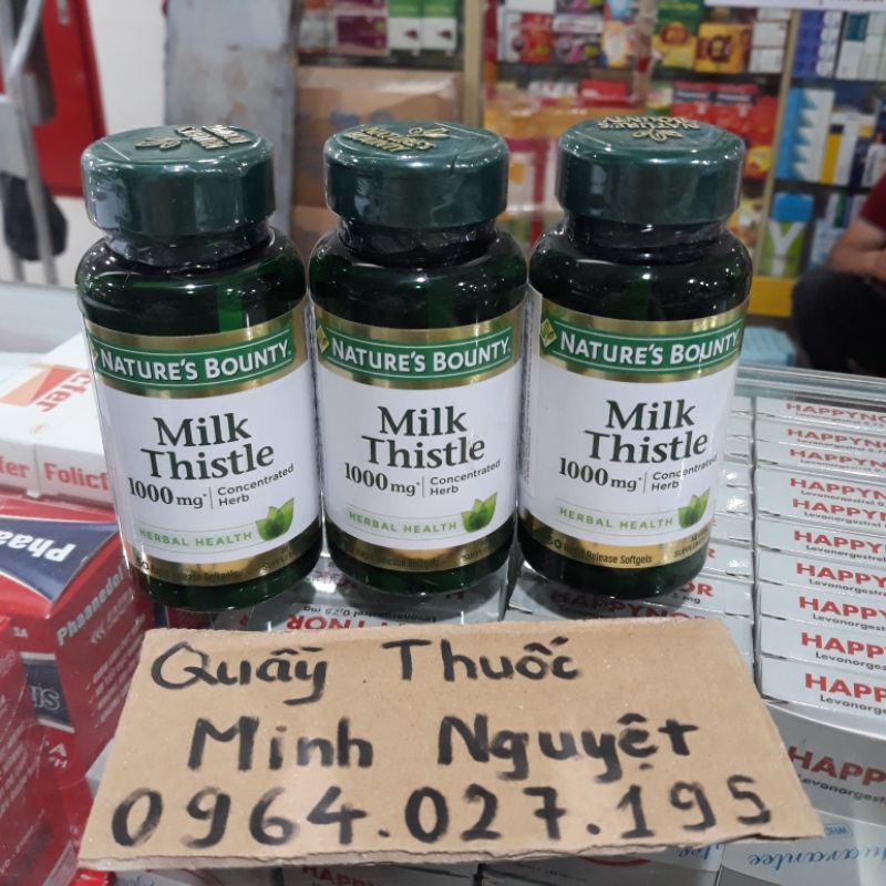 Viên uống Nature's Bounty Milk Thistle 1000mg hỗ trợ thải độc gan