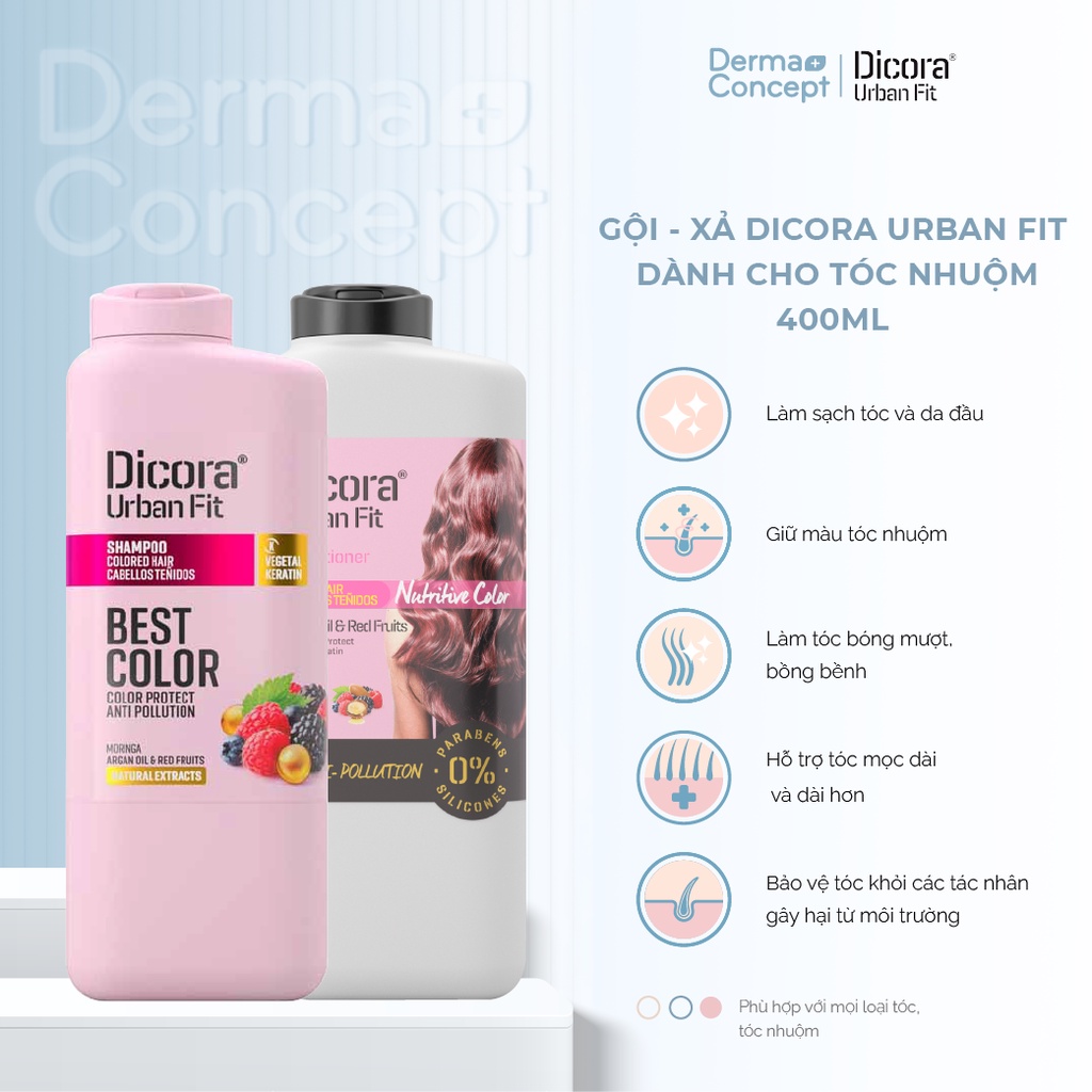 Dầu Gội Xả Dicora Urban Fit chiết xuất tinh dầu Argan dành cho tóc nhuộm - 400ml [NHẬP KHẨU CHÍNH HÃNG 100%]