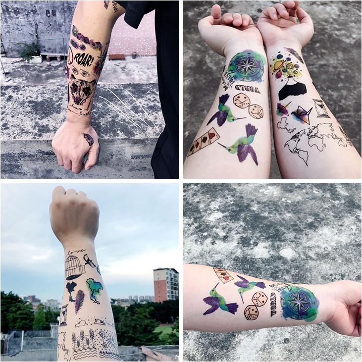 [Siêu To] Bảng Xăm Dán Khổ A5 Mini Tattoo - Hình Xăm Dán Hàn Quốc Họa Tiết Đa Dạng Dễ Thương