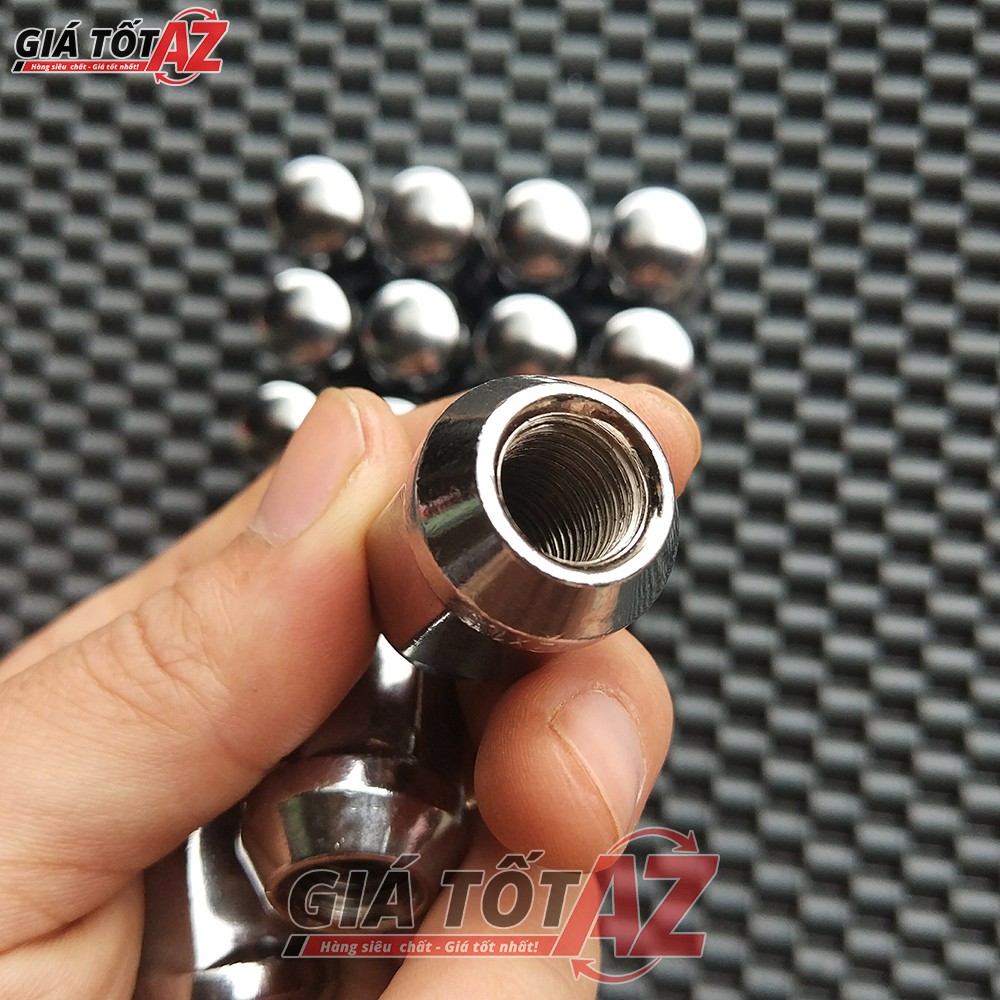 BỘ 16 ỐC BẮT LAZANG Ô TÔ 12X1.5MM KHẨU 21MM BẰNG THÉP MẠ INOX CAO CẤP - Giá cạnh tranh