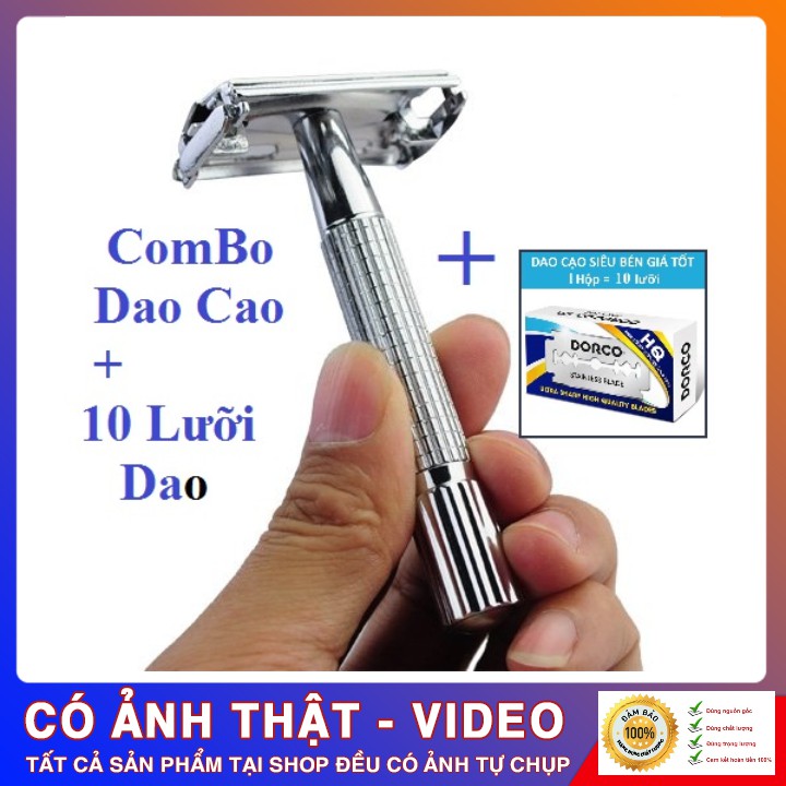 Dao Cạo Râu INOX Truyền Thống Tặng Kèm 10 Lưỡi Cạo 2 Mặt Dorco Cầm Chắc Tay Tiện Lợi Sử Dụng [ Video Ảnh Thật Tại Shop]