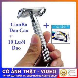 Dao Cạo Râu INOX Truyền Thống Tặng Kèm 10 Lưỡi Cạo 2 Mặt Cầm Chắc Tay Tiện Lợi Sử Dụng [ Video Ảnh Thật Tại Shop]