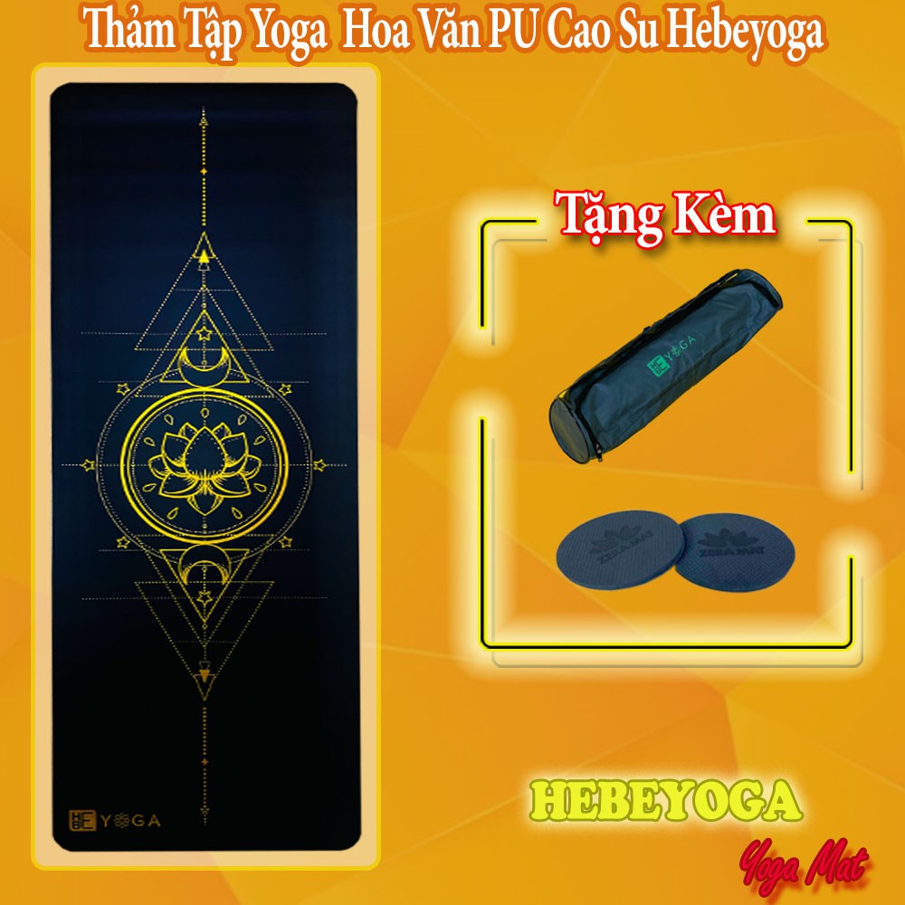 Thảm Tập Yoga Gym Định Tuyến HEBEYOGA PU Cao Su Bronzing Vạch Kẻ Mạ Vàng Kèm Túi Cao Cấp