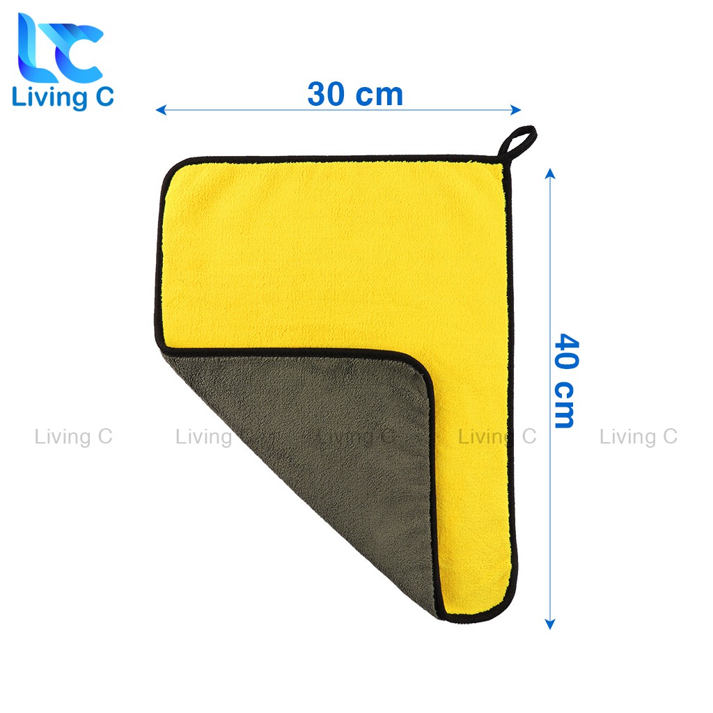 Khăn lau đa năng Microfiber Living C siêu thấm hút cực dày không đổ lông chuyên dụng cho xe hơi _KLX