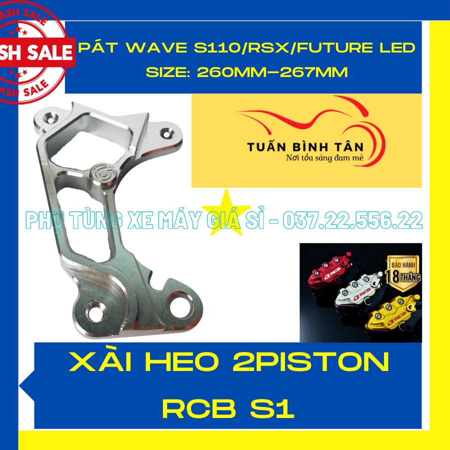 Pát trước Wave S110/ RSX / Future Led xài heo 2 piston RCB S1