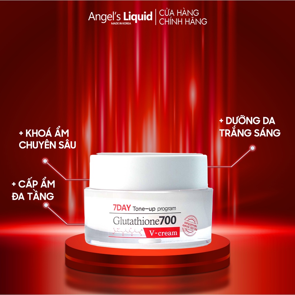 [Mini size] Kem dưỡng trắng, dưỡng ẩm, mờ thâm da Angel's Liquid 7 Day Whitening Program Glutathione 700 V-Cream 10ml