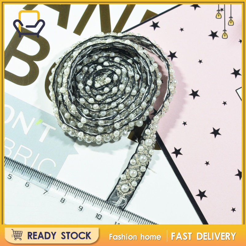 Cuộn Dây Ruy Băng Hạt Ngọc Trai Dài 1cm Màu Đen 2ness Dùng Làm Đồ Thủ Công