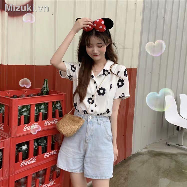 Áo Sơ Mi Nữ Tay Ngắn Cổ Chữ V Họa Tiết Hoa Vintage Thời Trang Phong Cách Hàn Quốc | BigBuy360 - bigbuy360.vn