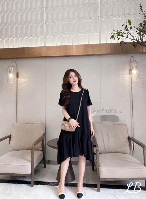 Váy cotton đuôi cá tay bồng