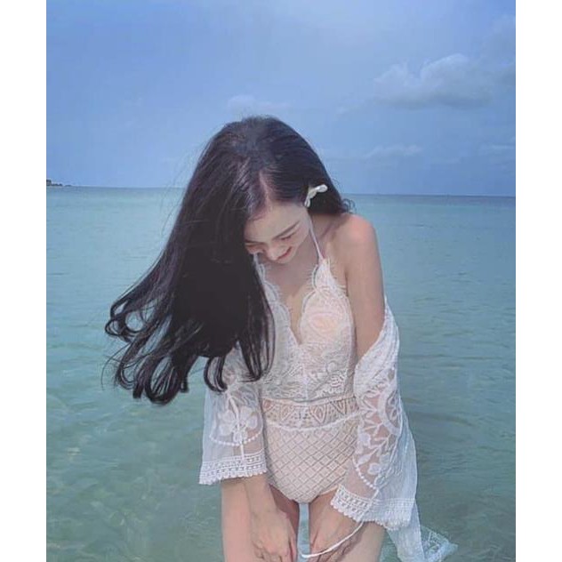 Áo choàng đi biển ren lưới trắng Kimstore_bikini - kèm ảnh thật và feedback ་ | BigBuy360 - bigbuy360.vn