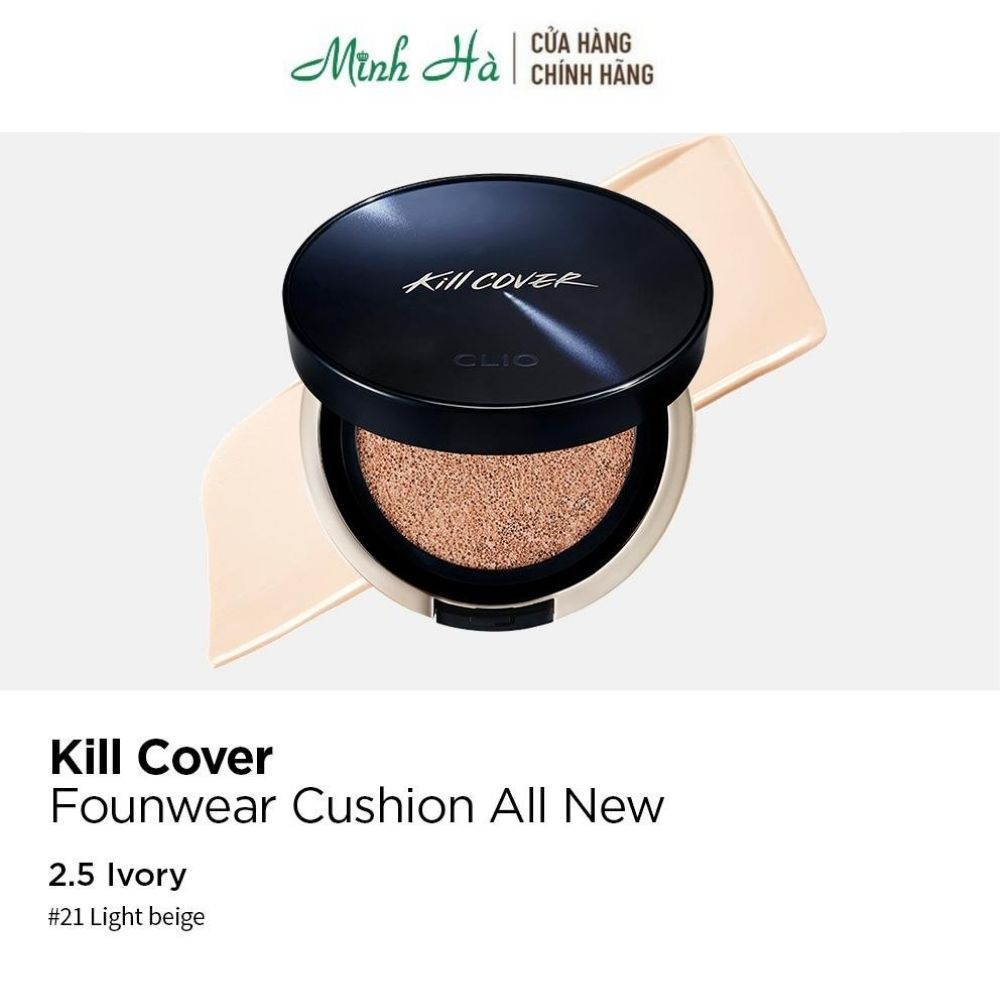 Phấn nước Clio Kill Cover Founwear Cushion All New 15g che phủ bao xịn, bám lâu đến 54 giờ